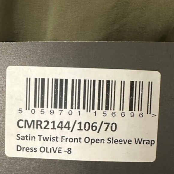 NWT PrettyLittleThing Satin Wrap Mini Dress Olive Green US 4 Long Sleeve - Picture 5 of 8